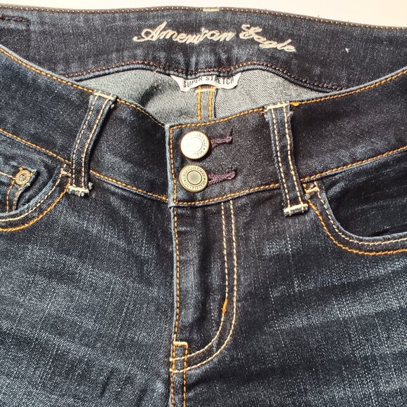 American Eagle Jeans Size 4 Artist Low Rise Flare Leg Dark Wash - Picture 4 of 10